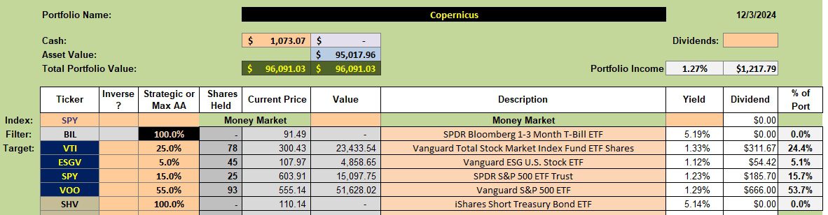 Copernicus Portfolio Review: 4 December 2024 2