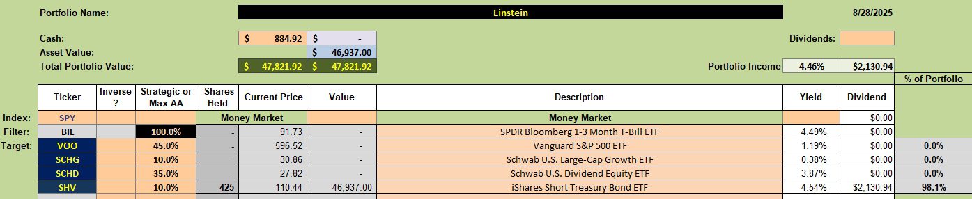 Einstein Portfolio Review: 29 August 2025 2